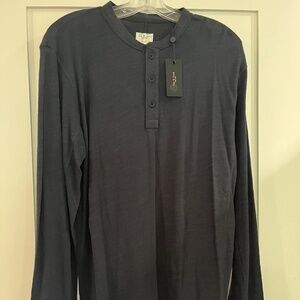 NWT Rag & Bone Classic Flame Long Sleeve Henley sz Lg Navy blue